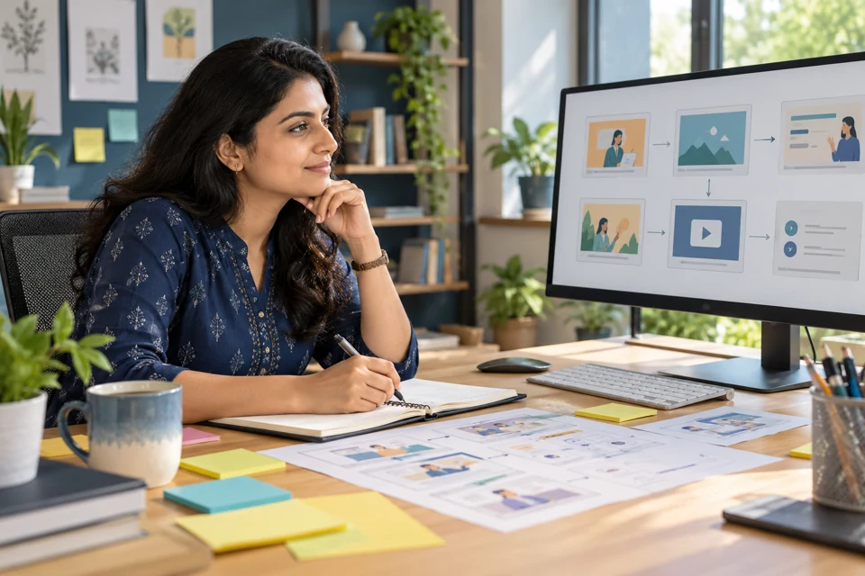 Instructional designer developing a course storyboard