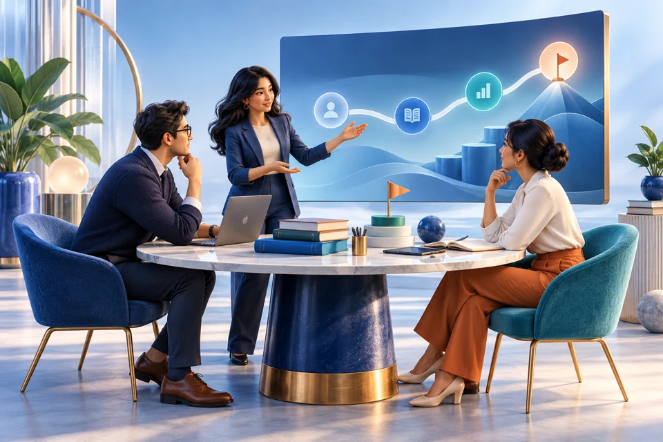 Corporate learning workshop illustration